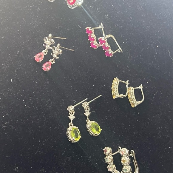 Multicolor natural tourmaline earrings new with silver plating #285 - Picture 6 of 13